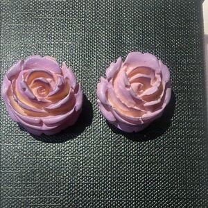 Purple Rose Stud Earrings